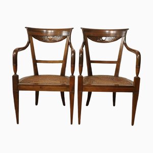 Antike Armlehnstühle aus Nussholz & Wiener Sraw, 2er Set