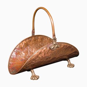 Antique English Copper and Brass Log Layer, 1870