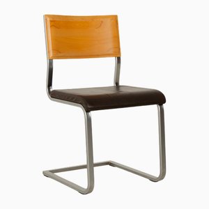 Set of 6 Wöstmann Leather Chairs, Brown Core Beech, Cantilever