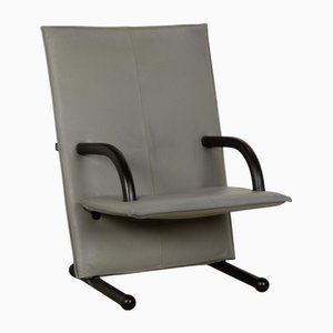 Fauteuil T-Line en Cuir Gris et Noir de Arflex