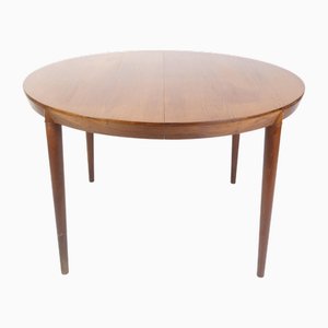 Mesa de comedor redonda de teca con hojas extensibles de Severin Hansen, años 60