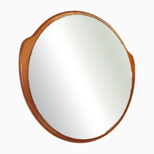 Vintage Round Teak Wall Mirror, 1970s