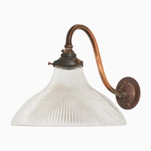 Antique Glass Holophane Wall Light, 1950s