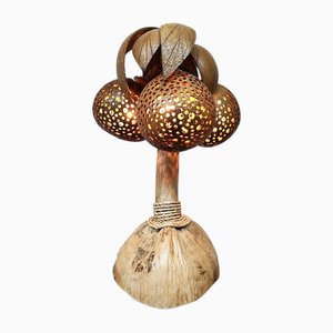 Vintage Tischlampe aus Kokospalmen, 1980er