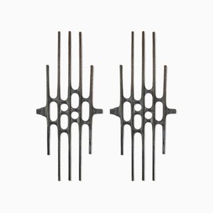 Vintage Cast Aluminum Sculptures in the Brutalist Style, 1970s, Set of 2