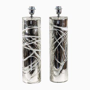 Silver Mirrored Murano Glass Table Lamps, 2000s, Set of 2