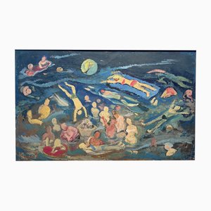 Nikolaj Ivanovic Teresenko, Water Games, Oil on Cardboard, 1970s