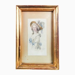 Luigi Cantu, Portrait of the Princess of Lamballe, Watercolor