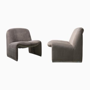 Grauer Mohair Samt Stuhl von Giancarlo Piretti für Anonima Castelli, 1960er