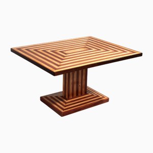 Mesa de centro italiana de arce y caoba, años 70