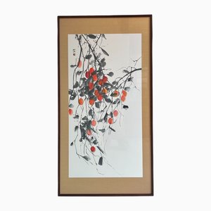 Miyazawa Shōzan, opera d'arte Sumi-E tradizionale giapponese, anni '80, inchiostro e acquerello