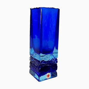Vintage Hand Made Cobalt Blue Glass Vase from Beranek, Czech Republic, 1990s
