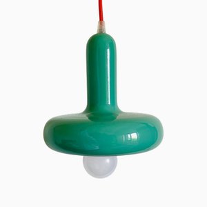 Grüne Bauhaus Hängelampe aus Metall, 1950er