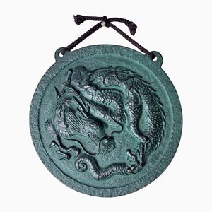 Vintage Japanese Nambu Ironware Wall Decoration with Dragon Motif, 1970s