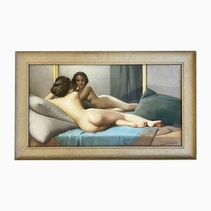 Robert Louis Raymond Duflos, Nu au Miroir, 1920s, uvre d'Art Pastel, Encadré