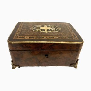 Joyero Napoleón III de nudo de Thuya y marquetería de latón