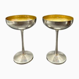 Italian Bowls in Silver-Plated and Gold-Plated, 1960s, Set of 2