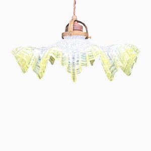 Lampe à Tirer Antique avec Poids en Porcelaine et Finition Jaune par Murano pour Made Murano Glass, 1890s