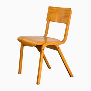 Chaise d'École Empilable en Bois et Bois Courbé, 1970s