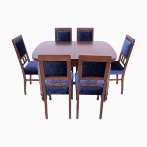 Art Nouveau Table with Chairs, Poland, 1930s