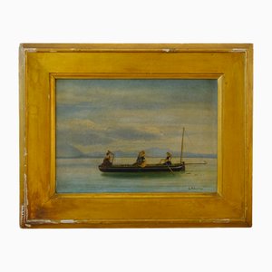 Costantino Prinetti, Vista lago, metà del XIX secolo, Olio su tela, In cornice