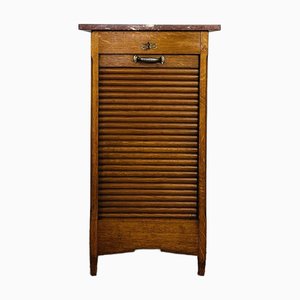 Art Deco Filing Cabinet with Curtain and Marble Top, 1940s