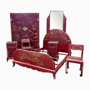 Asian Decor Bedroom Set, 1950s, Set of 7