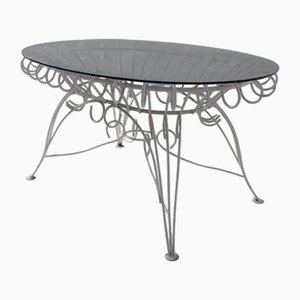 Table de Salle à Manger Vintage en Fer Blanc et Verre, Italie, 1960