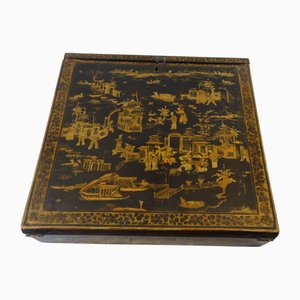 Asian Black and Gold Lacquer Writing Case