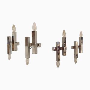 Lampade da parete cromate di Gaetano Sciolari, Italia, anni '70, set di 4