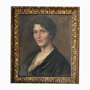 Bloomsbury Style Portrait of a Woman, 1921, Oil on Canvas, Framed