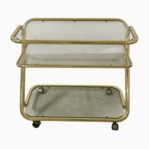 Morex Servierwagen aus Glas & Gold Metall, 1980er