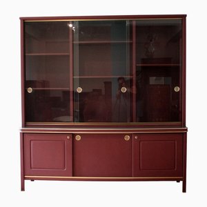 Sideboard in Burgundy Imitation Leather by Umberto Mascagni, 1950s