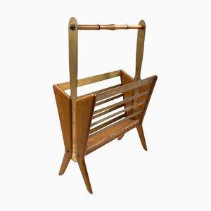Porte-Revues Mid-Century Moderne en Laiton, Italie, 1950