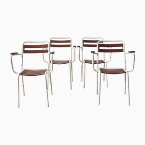 Französische stapelbare Mid-Century Gartenstühle, 1950er, 4er Set