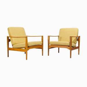 Juego de sillones daneses Mid-Century modernos de roble de Niels Koefoed, años 50