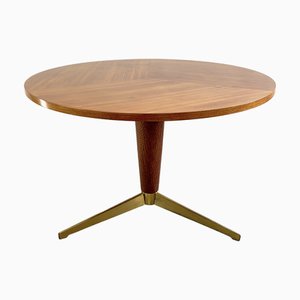 Table Ronde en Bois et Laiton, 1950s