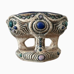 Centrotavola Art Nouveau in ceramica dipinta di Amphora / Riessner, Stellmacher & Kessel, fine XIX secolo