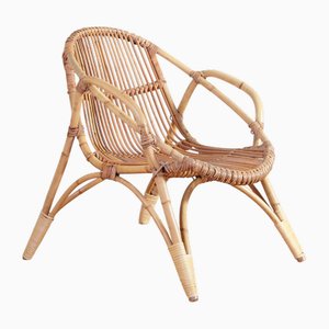 Silla para niños Mid-Century moderna de ratán de Uluv, años 60