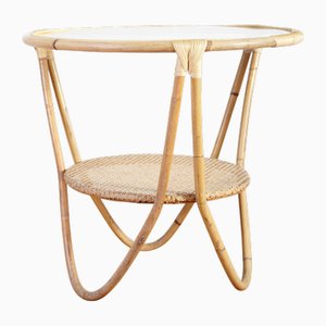Table Basse Mid-Century en Rotin par Alan Fuchs pour Uluv, 1960s
