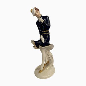 Figura femminile Art Deco di Royal Dux, inizio XX secolo