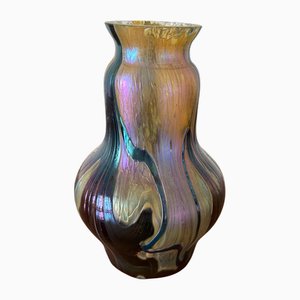 Irisierende Jugendstil Glasvase, Mitteleuropäisch, 1890er