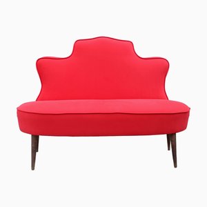 Sofá de tela roja de Cesare Lacca, Italia, 1950