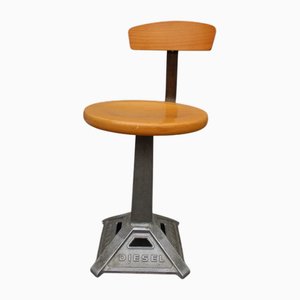 Silla giratoria de haya y metal Diesel, 1950