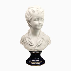 Limoges Porcelain Bust of the Child Alexandre Brongniart after Jean Houdon by Camille Tharaud