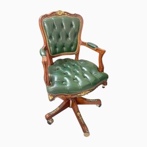 Presidential Swivel Chair in Wood with Leather Seat, 2000s