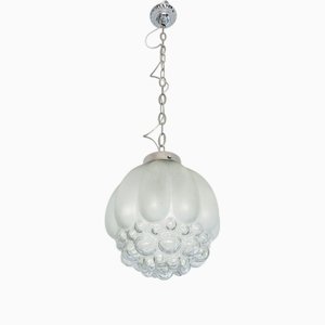 Large Mid-Century Modern Frosted Bubble Glass Hanging Light, 1960s