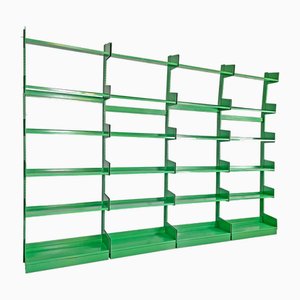 Italian Modern Green Metal Bookcase, 1970s, Set of 4