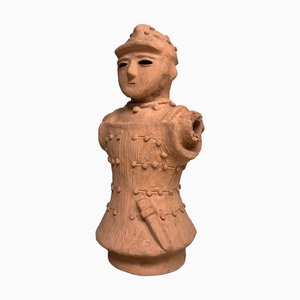 Guerriero Haniwa in terracotta giapponese con armatura Tankō, Miyazaki, anni '50
