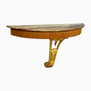 Wandkonsole im venezianischen Stil aus Onyxmarmor & Holzdekor, 1950er